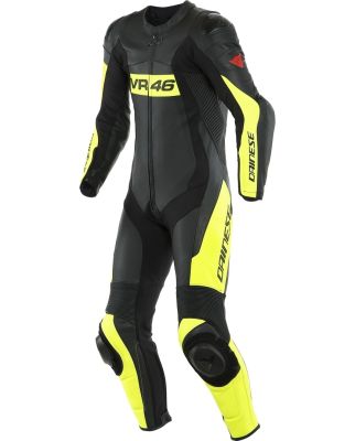 Dainese VR46 Tavullia 1-Teiler Perforierte Motorrad Lederkombi